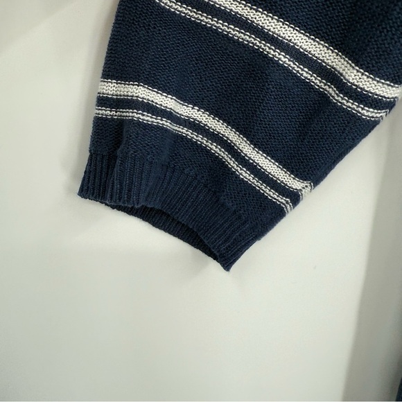 Talbots Women’s Sweater Linen Size 1X Blue Stripe Pullover Long Sleeve Tunic - Picture 6 of 11